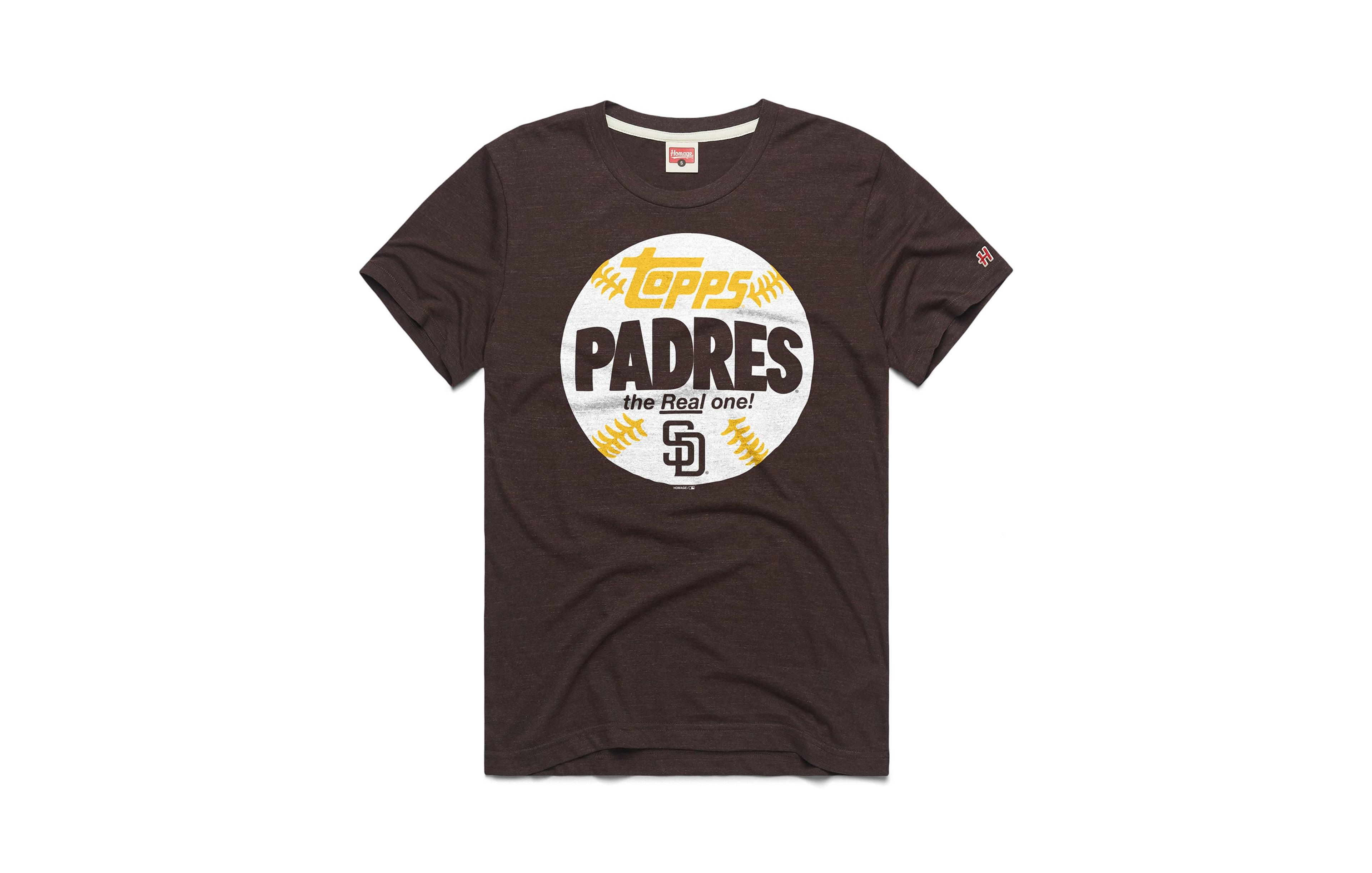 Homage Men's San Diego Padres Mlb x Topps Baseball The Real One Tri-Blend T-Shirt