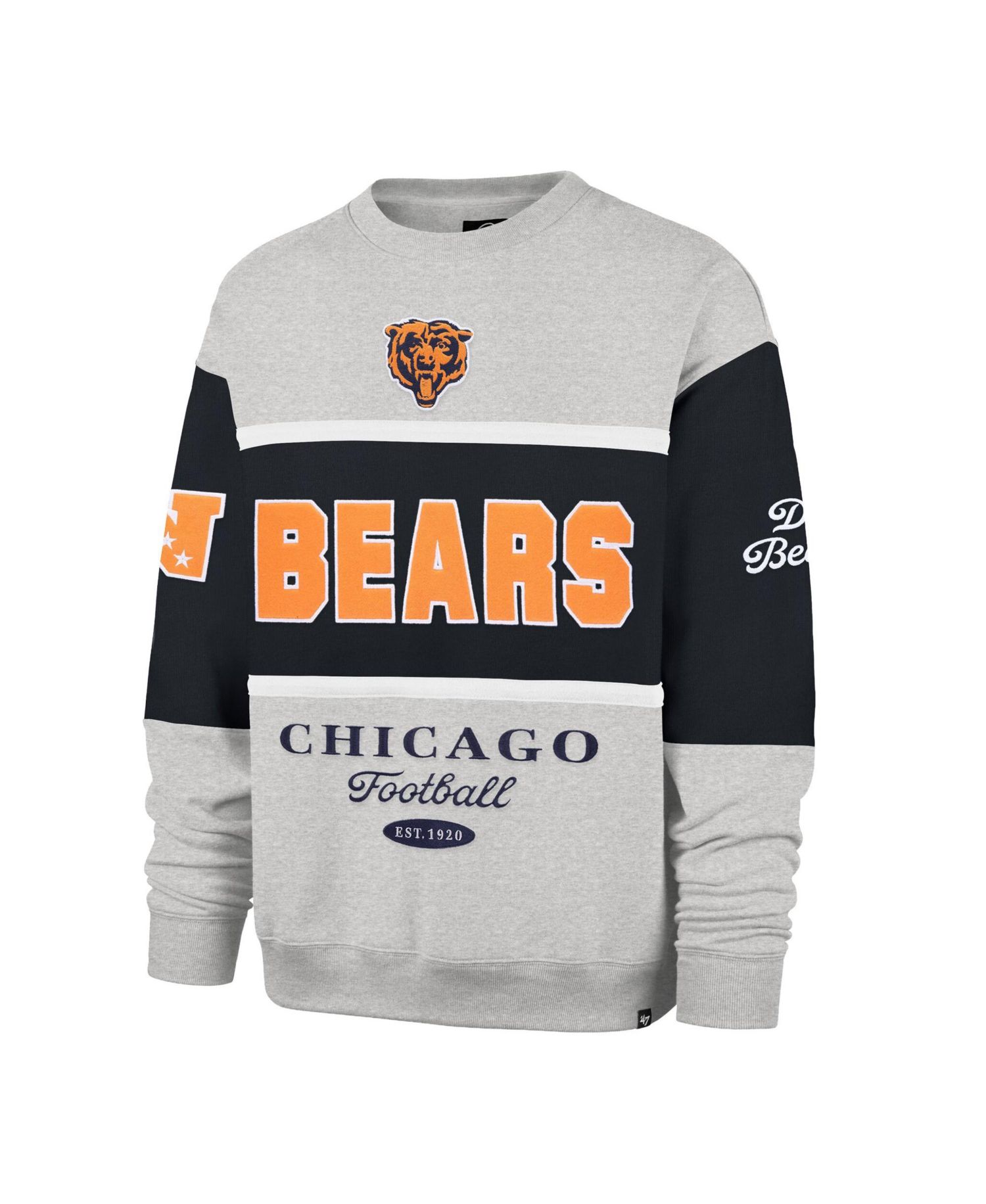 Men's Navy/Heather Gray Chicago Bears Blockfield Maximalist Sweatshirt