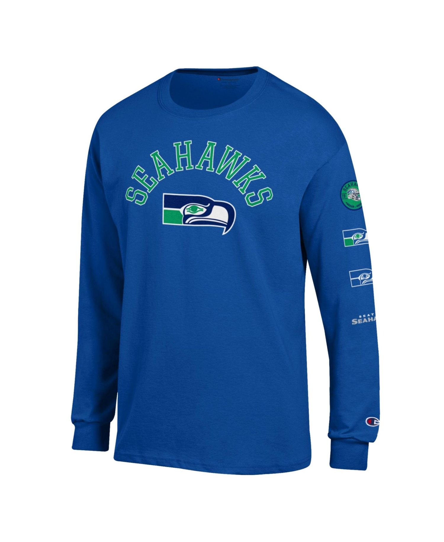 Men's Seattle Seahawks Long-Sleeve Crewneck Jersey T-Shirt