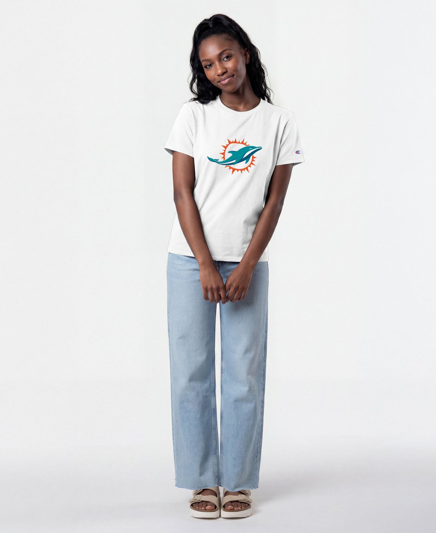 Женская футболка Champion Miami Dolphins Crewneck Logo — фото 4