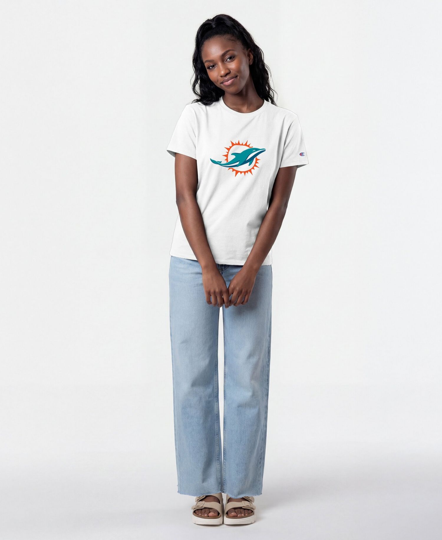 Women's Miami Dolphins Crewneck Logo T-Shirt