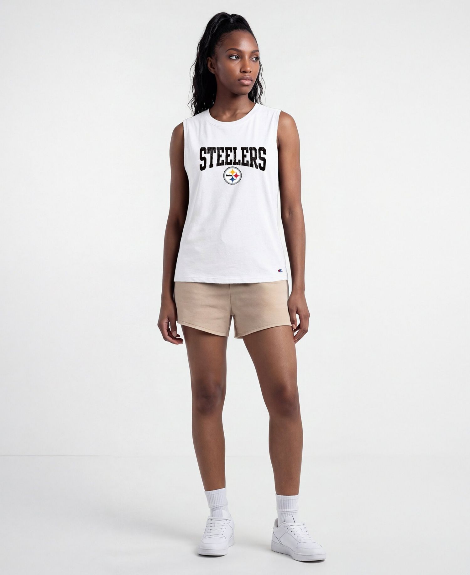 Women's Pittsburgh Steelers Distressed Crewneck Cotton-Blend Tank Top
