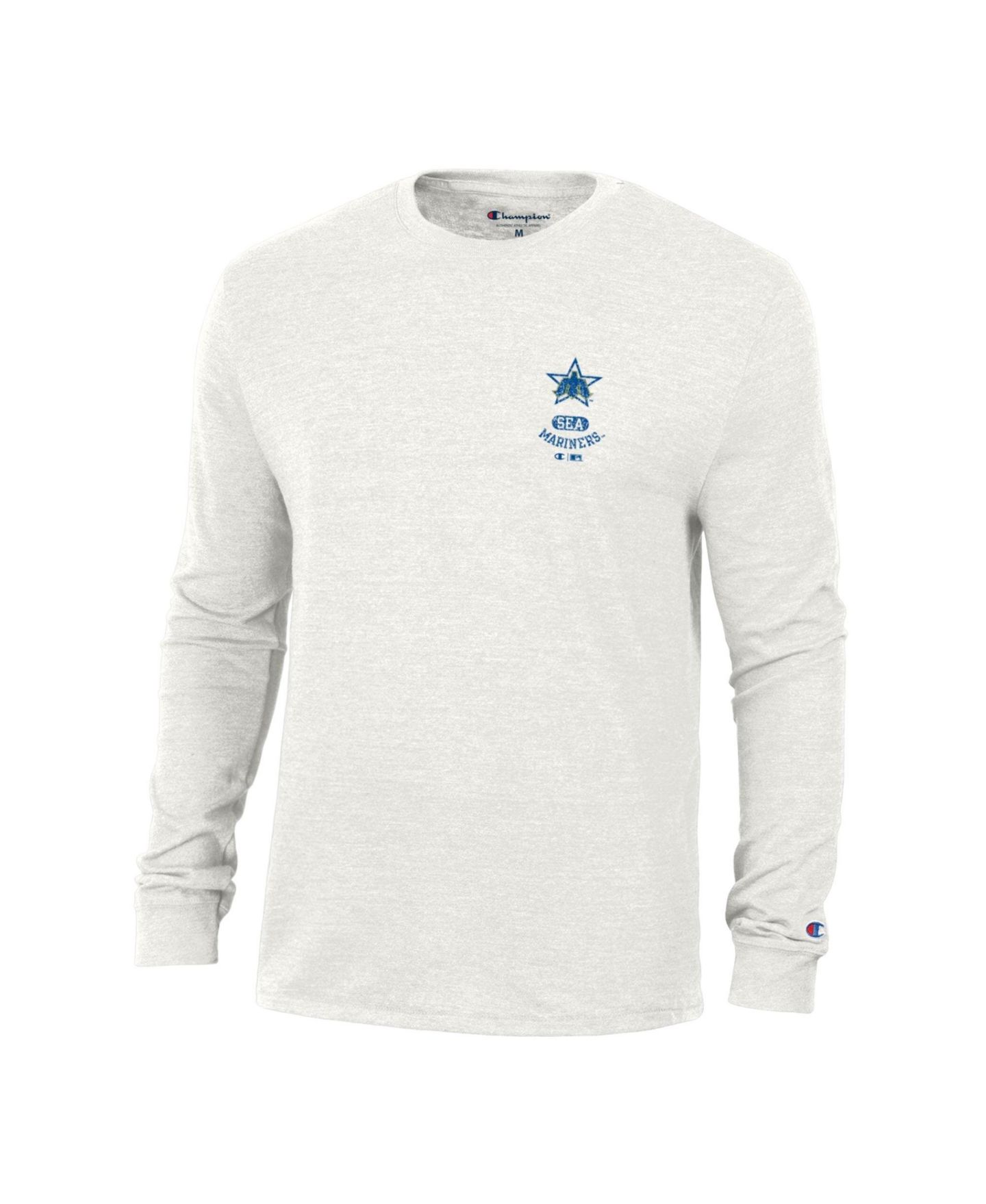 Мужская футболка Champion White Seattle Mariners Cooperstown Winning Tradition Tri-Blend Long Sleeve — фото 1