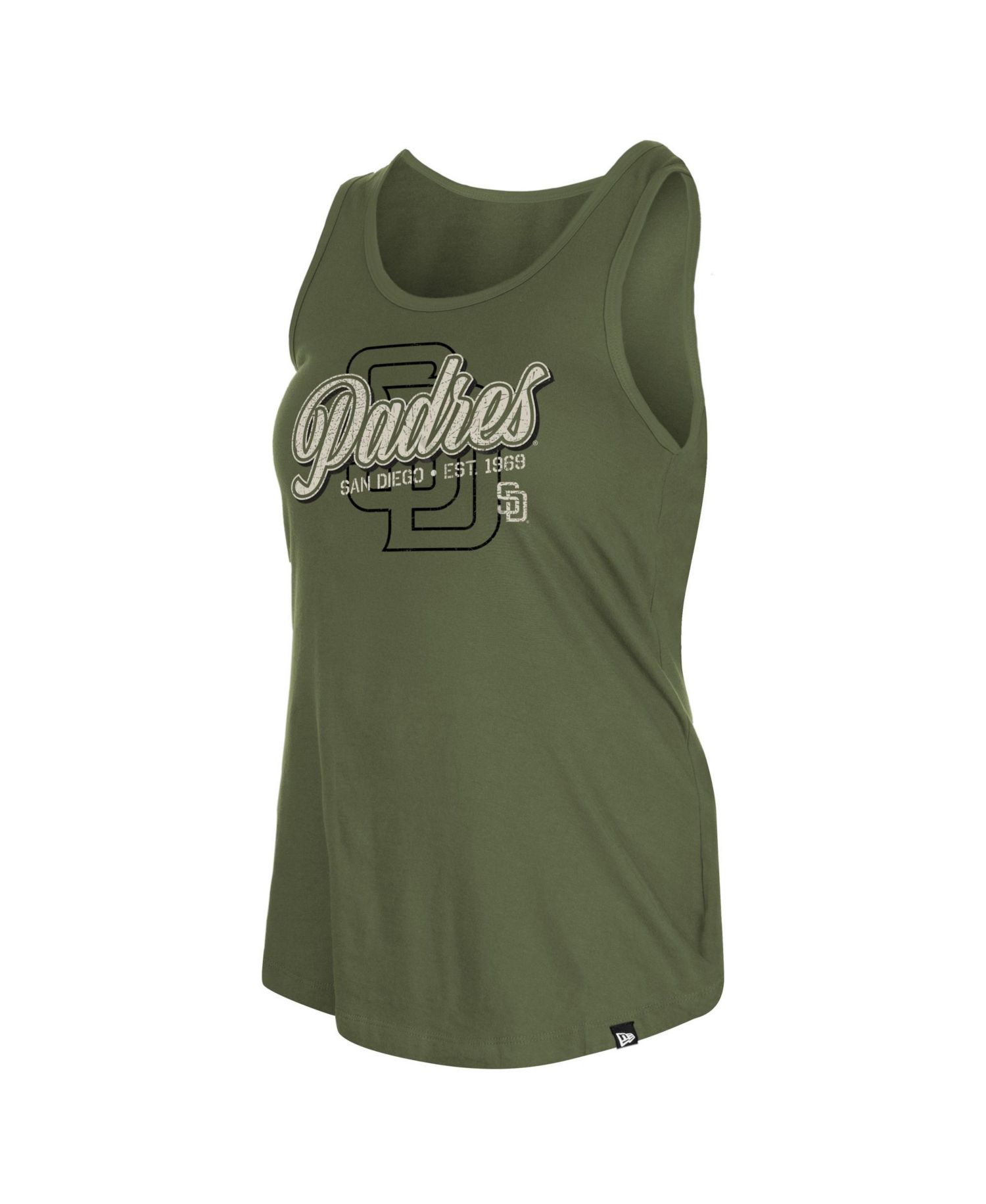 Women's San Diego Padres 2026 Armed Forces Day Distressed Screen Print Graphics Tank Top