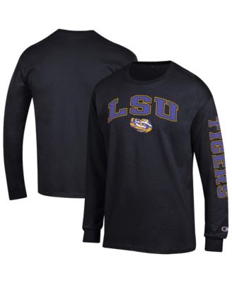Men's LSU Tigers Arch Over Logo 2-Hit Long-Sleeve Crewneck T-Shirt