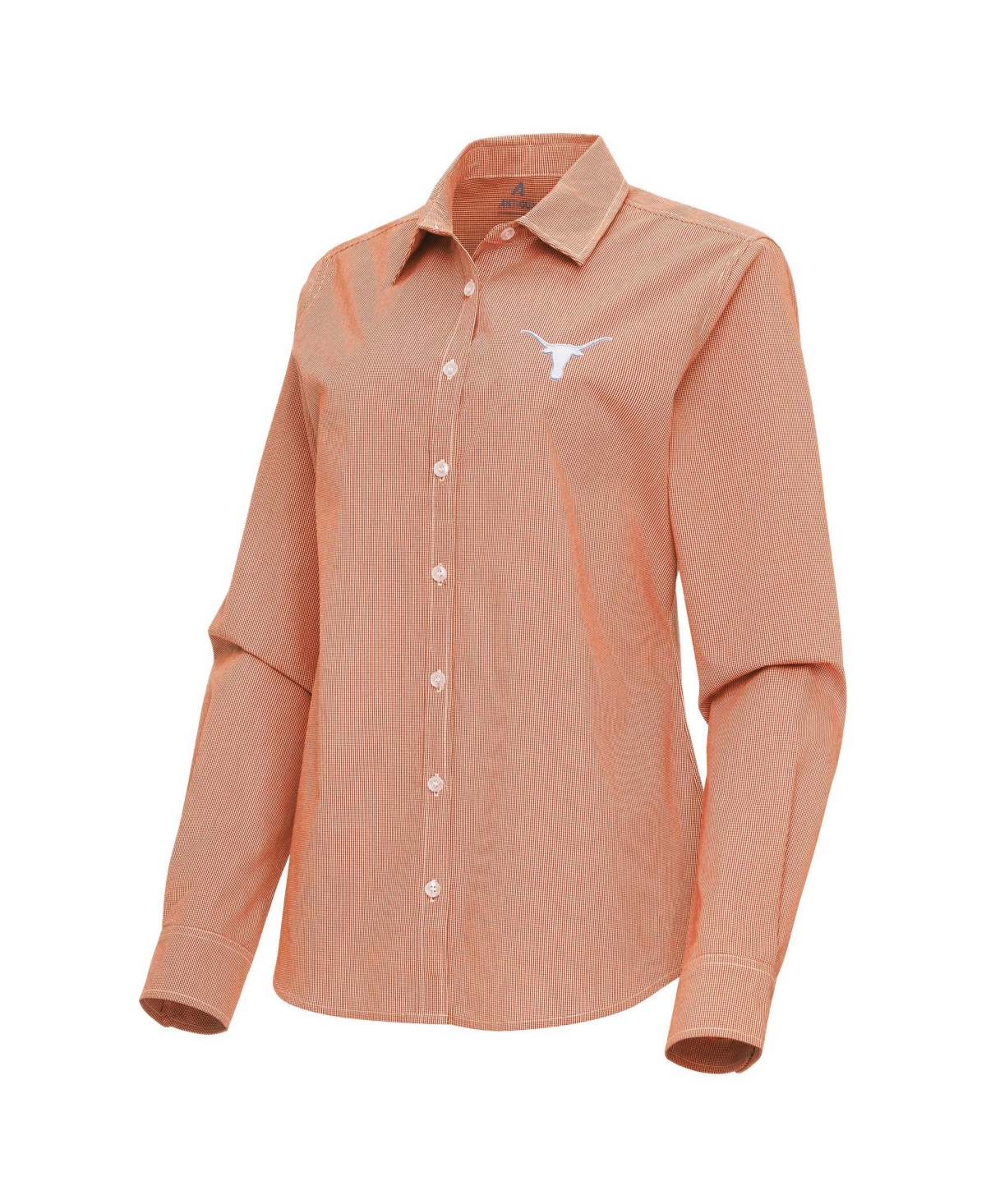 Antigua Women's Texas Longhorns Porter Woven Tri-Blend Long-Sleeve Button-Up Shirt