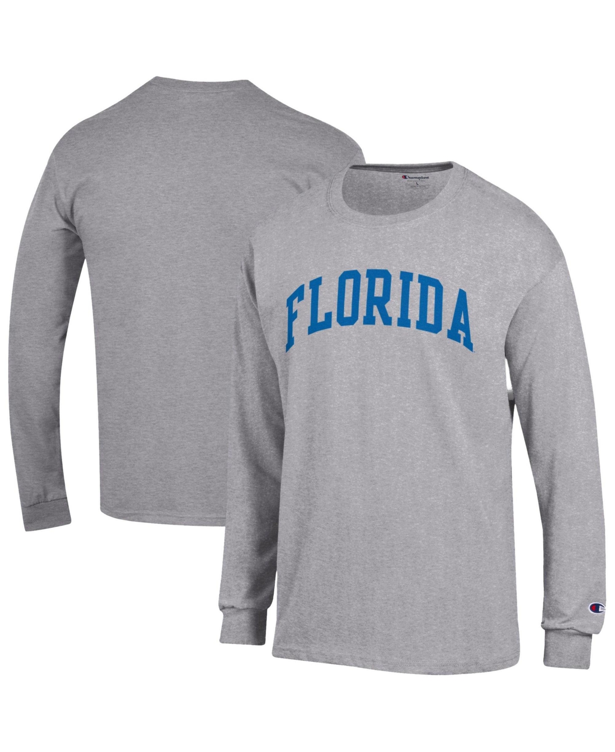 Champion Men's Orange Florida Gators Basic Arch Long Sleeve T-Shirt - Heather Gray