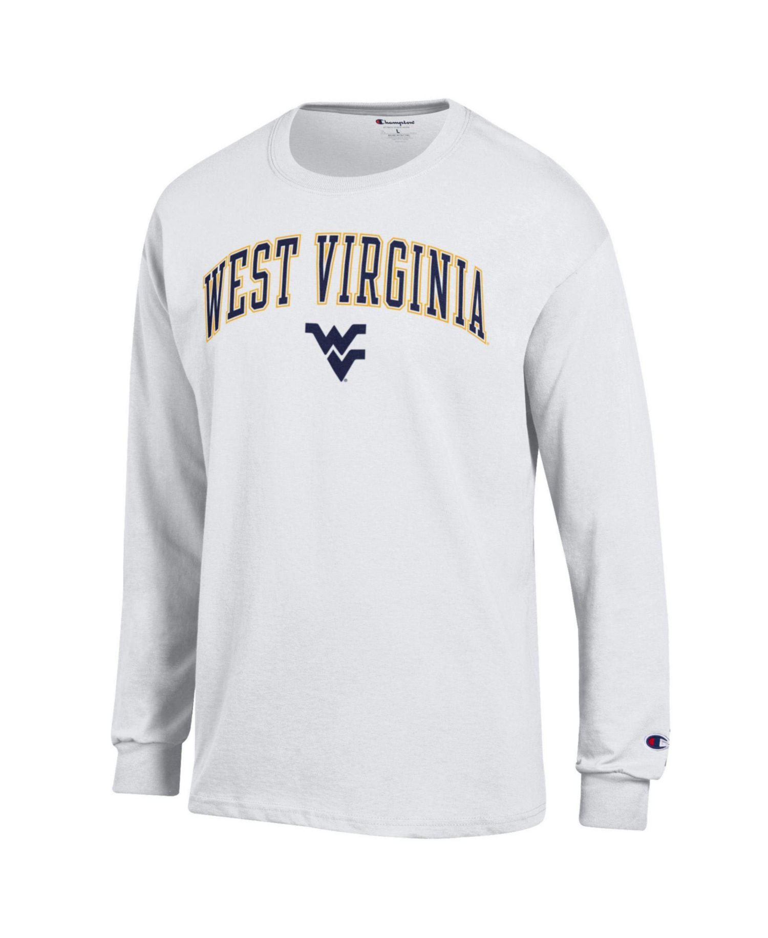 Men's White West Virginia Mountaineers Arch Over Logo Long Sleeve T-Shirt