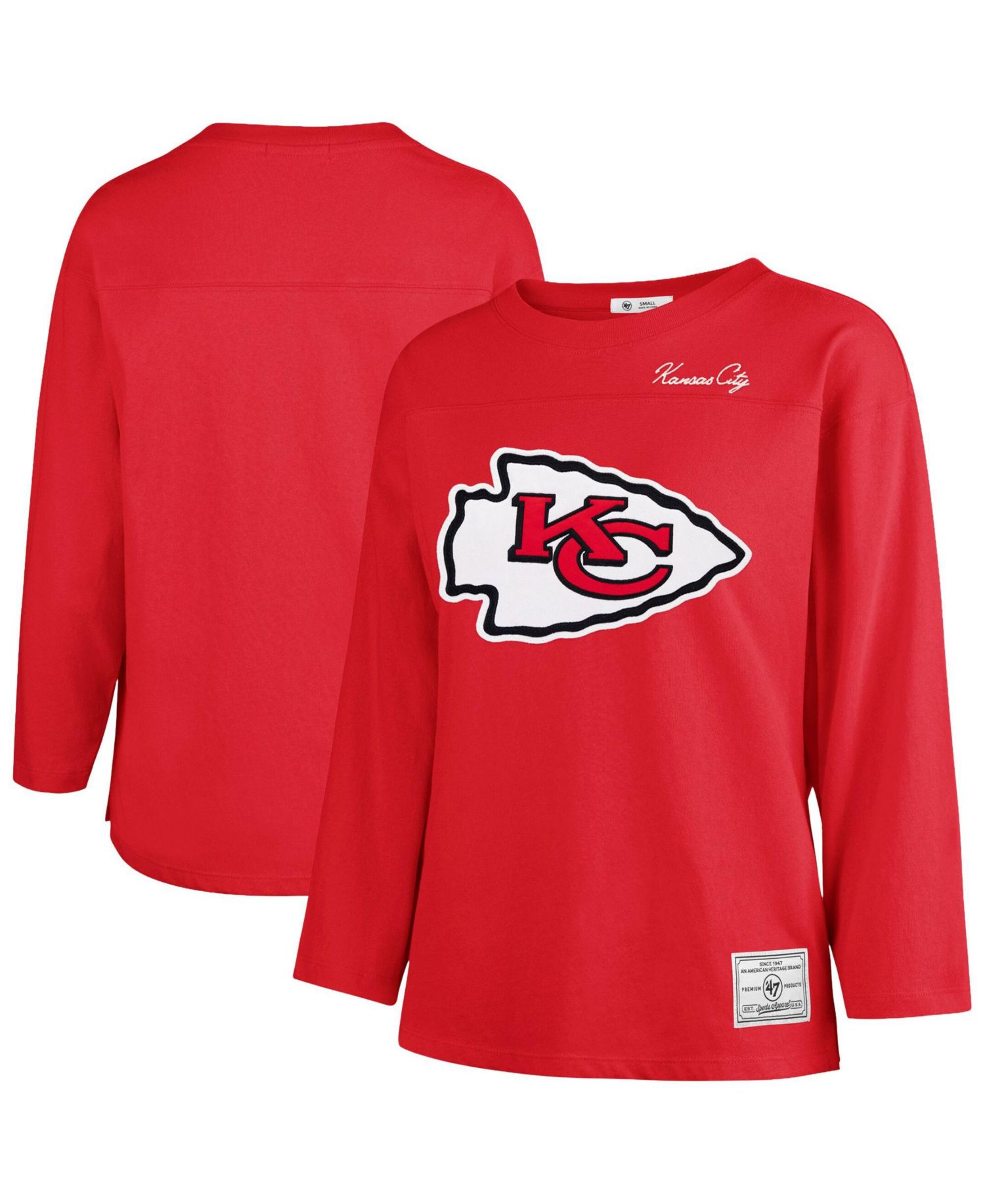 Women's Kansas City Chiefs Game Nod Timeless Long-Sleeve Crewneck Heavyweight Cotton T-Shirt