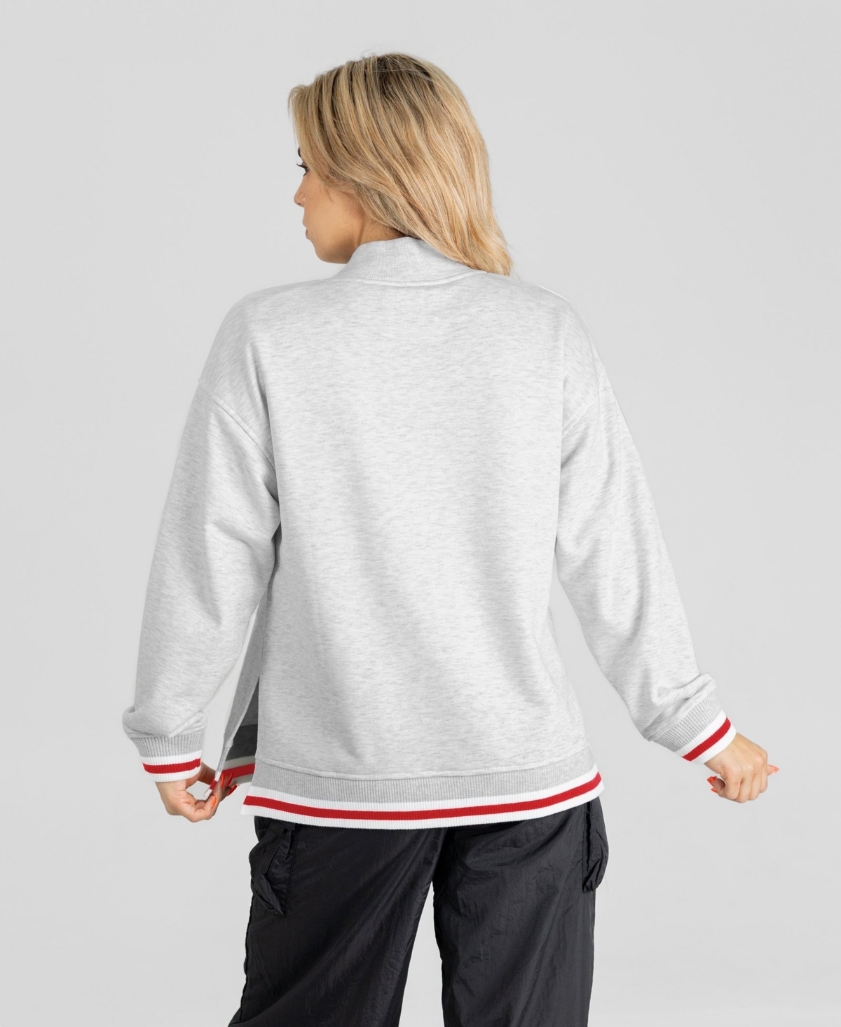Gameday Couture Women's Buffalo Bills Rally Point Contrast Stripe Mock Neck Long-Sleeve Sweatshirt