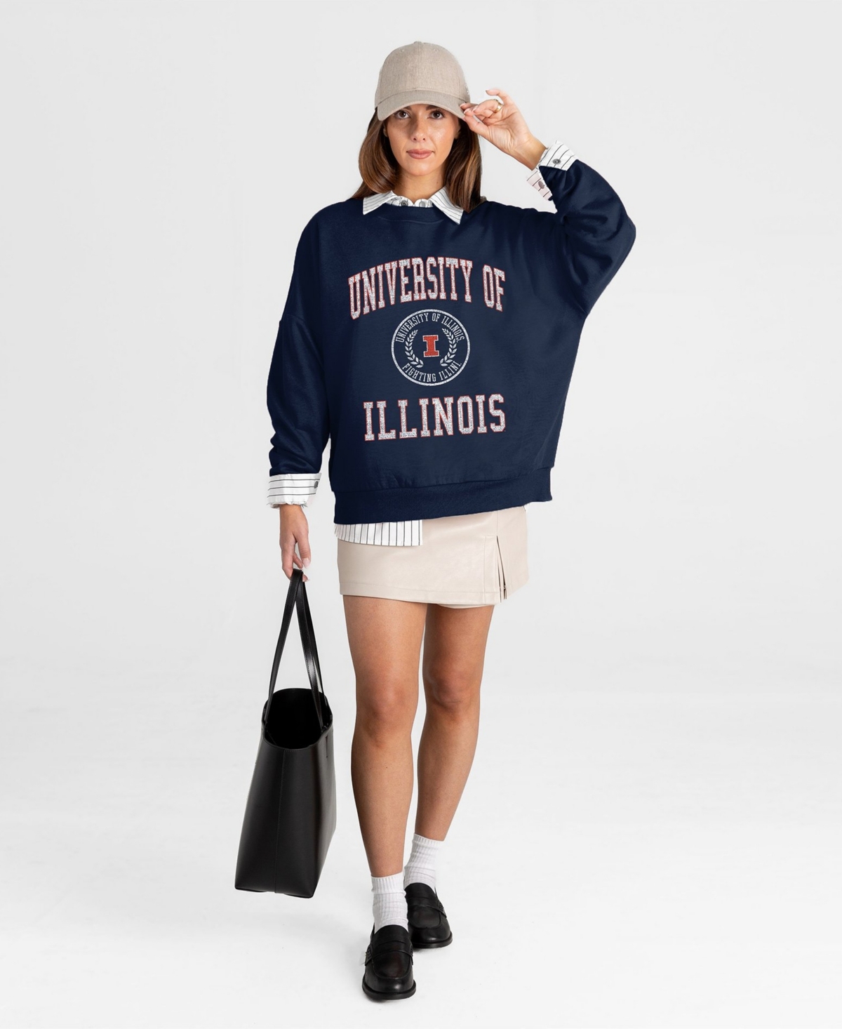 Gameday Couture Women's Illinois Fighting Illini Prime Play Oversized Crewneck Graphic Sweatshirt