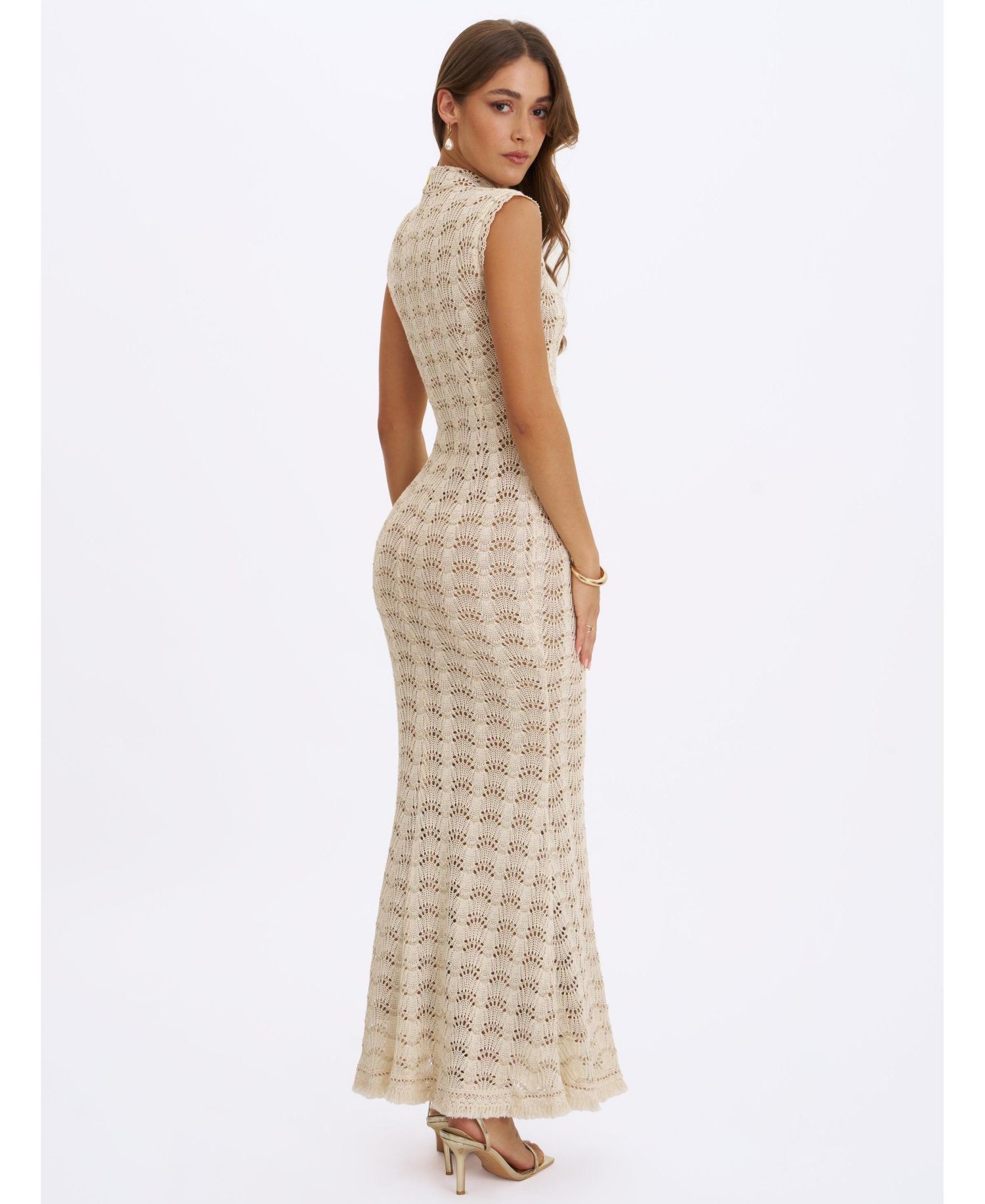 Women's Xylona Crochet Teardrop-Neckline Mermaid-Maxi Dress