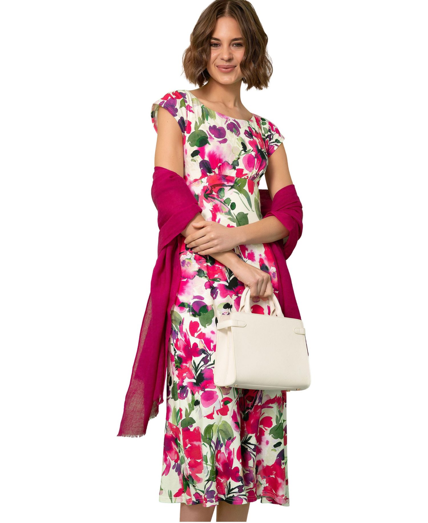 Women's Clara Floral A-Line Scoop Neck Midi Dress