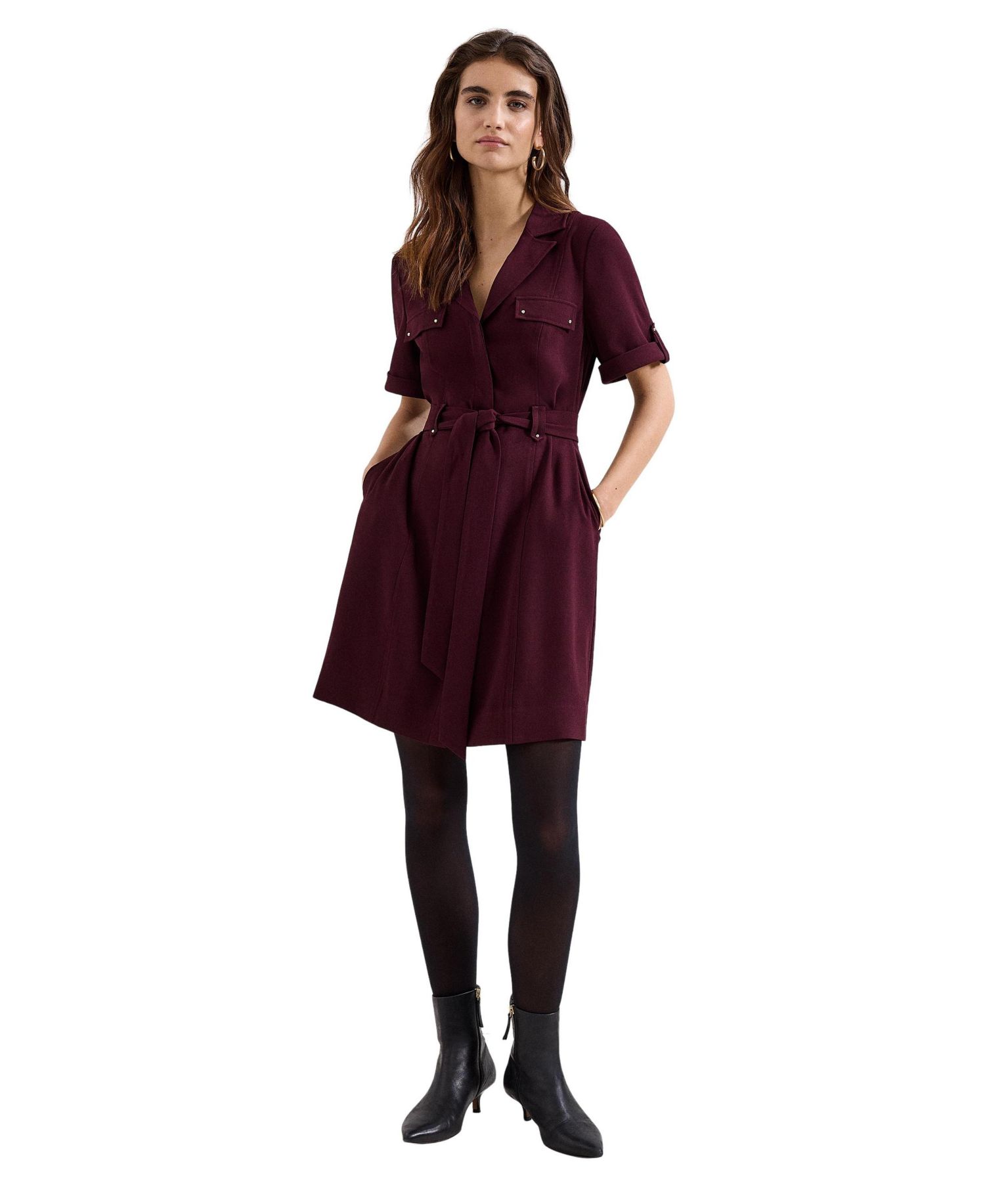 Women's Marlina Belted Short-Sleeve Mini Shirt Dress