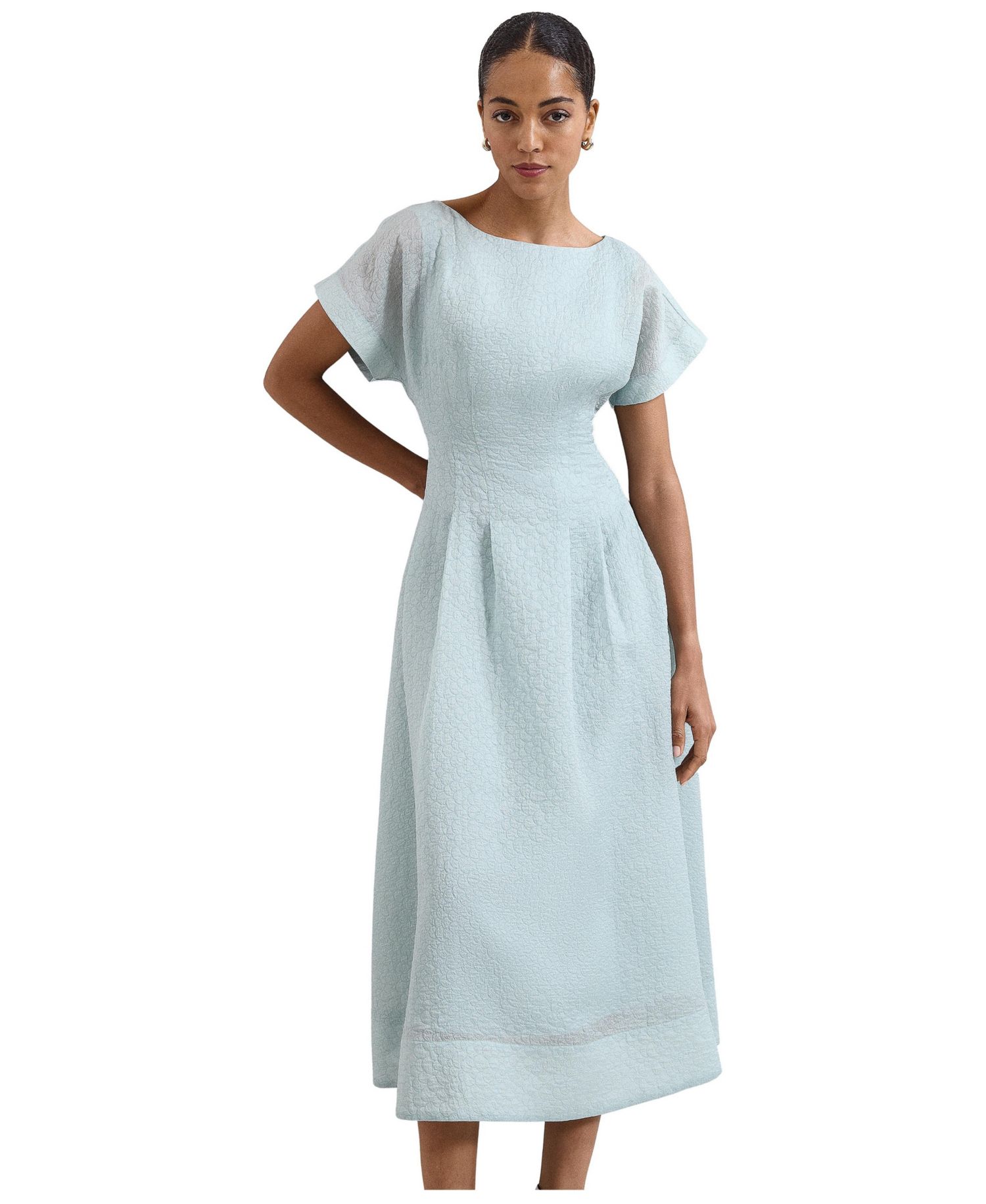 Women's Laya Boat Neck Short-Sleeve A-Line Midi Dress