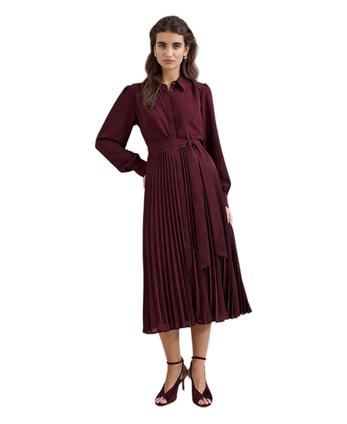Phase Eight Women's Ren Pleated Midi Shirt Dress