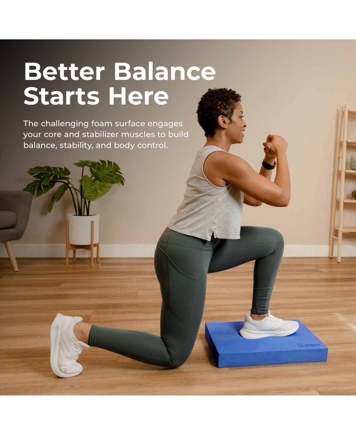 Sunny Health & Fitness Foam Balance Pad, for Training, Physical Therapy, Yoga