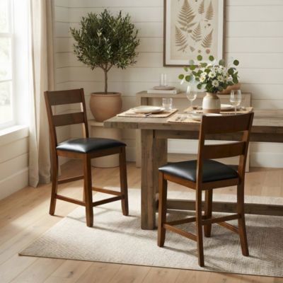 Mariposa Ladderback Counter Chair, with Upholstered Seat (2pack)