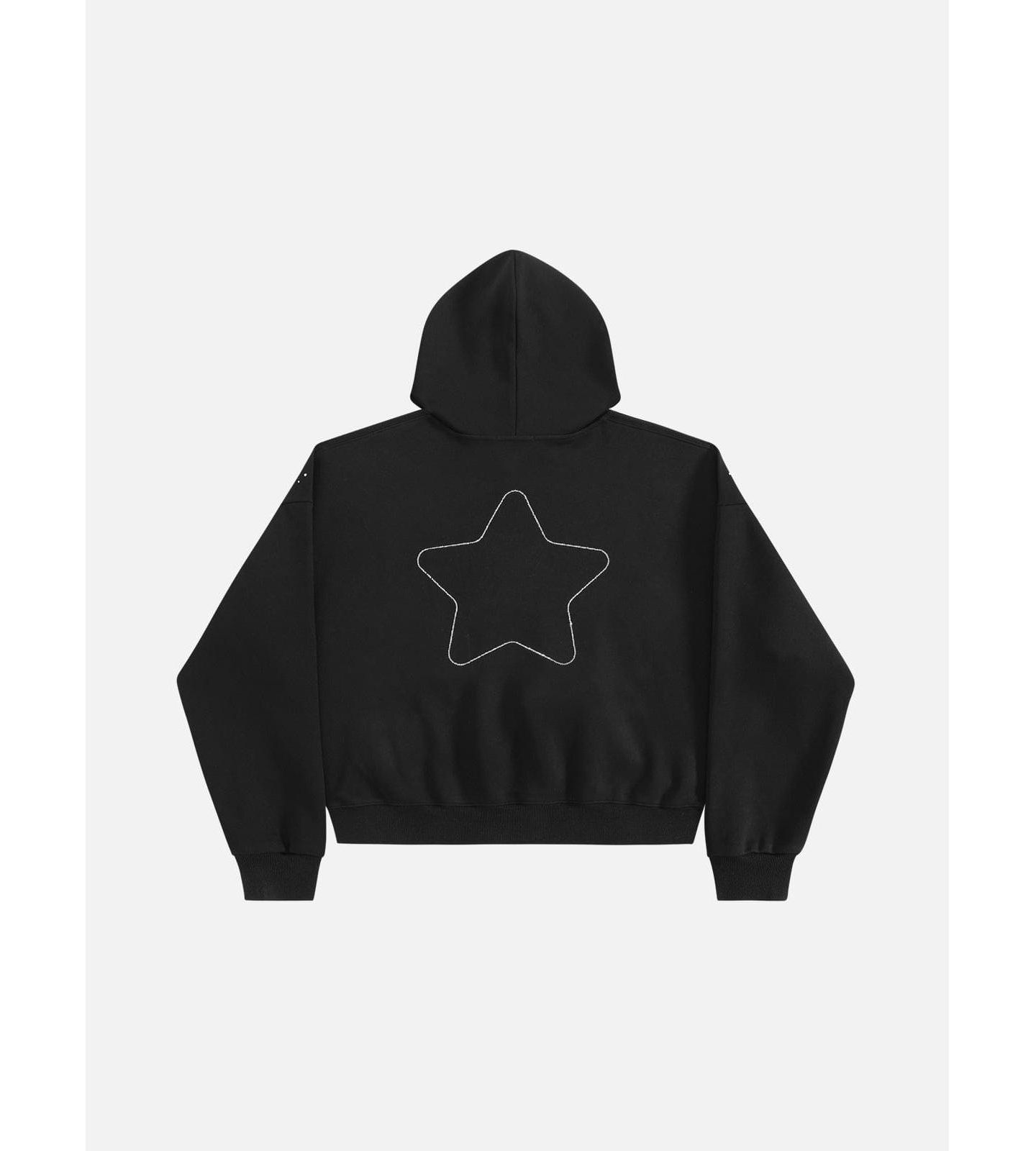 Мужское худи AELFRIC EDEN Boxy Rhinestone Star Pullover, цвет: Чёрный — фото 5