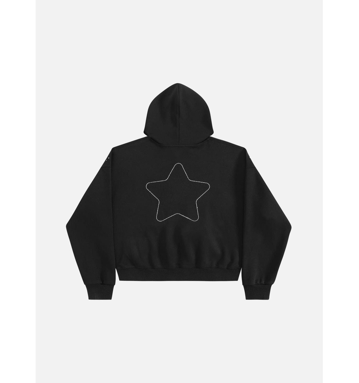 Men's Boxy Rhinestone Star Pullover Hoodie