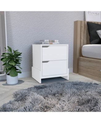 2-Drawer Nightstand with Open Shelf, Modern End Table with Storage Cabinet for Bedroom