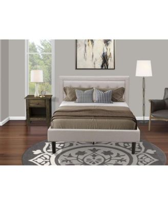 FN08F-1GA07 2-Piece Platform Bedroom Furniture Set with 1 Wood Bed Frame and a Bedroom Nightstand