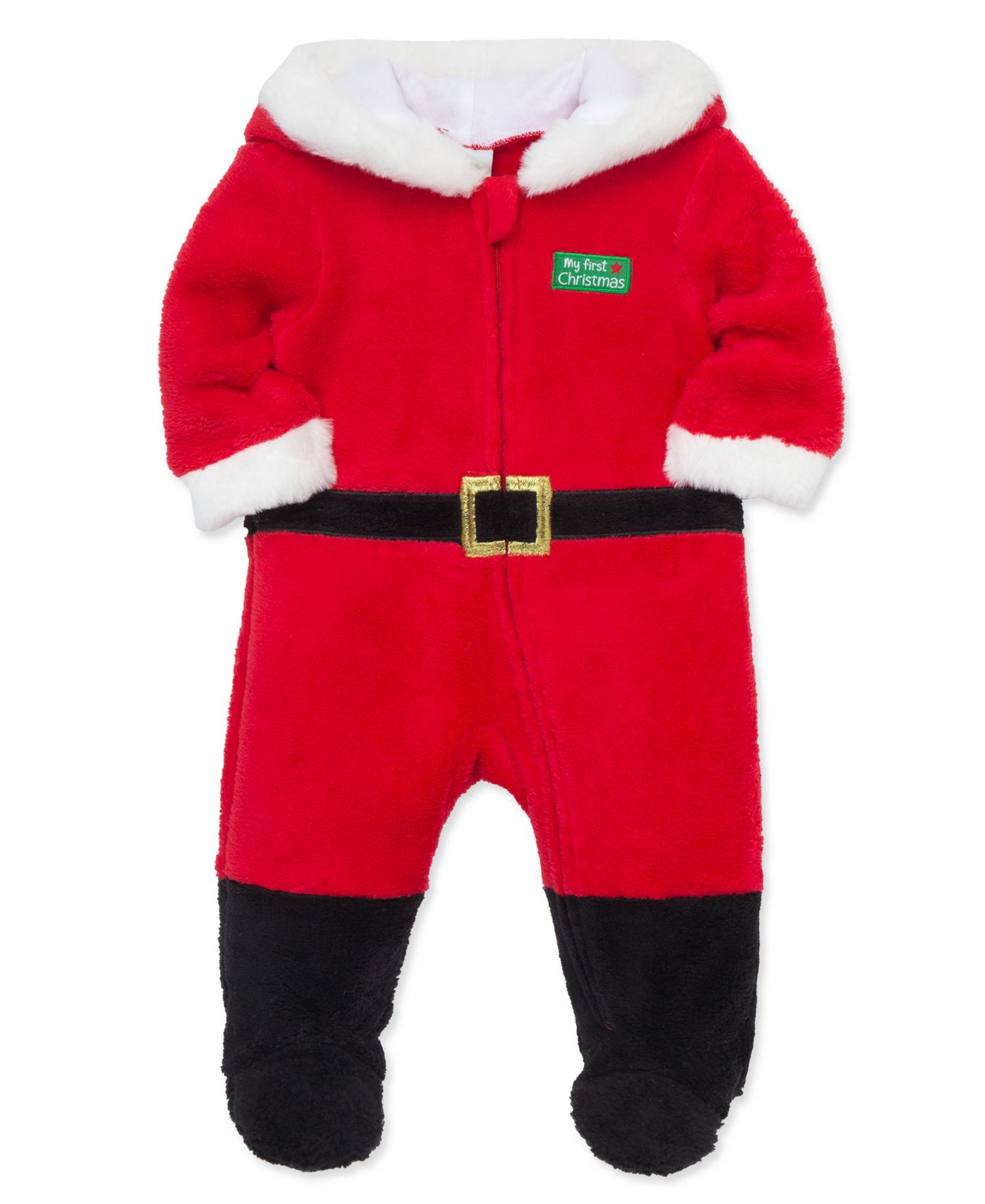 Baby Boy' Santa Minky Velour Footed Coveralls