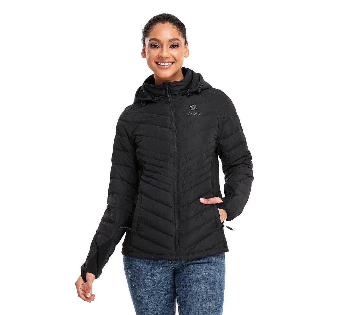ororo Women's 4-Zone Heated Down Jacket - Black