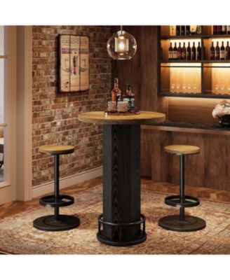 Round Bar Table with Chairs, Bistro Sets with 2 barstools