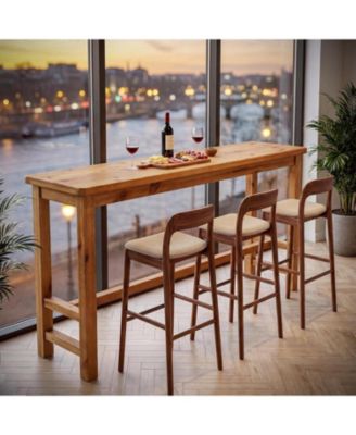 63" Solid Wood Bar Table, Counter Height Pub Table