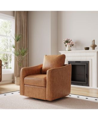 360 degrees Swivel Accent Chair, Modern Upholstered Armchair with Ergonomic Backrest, Plush Single Sofa for Living Room, Bedroom Office