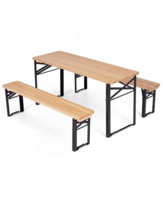 43.5 Inch No-Assembly Folding Kids Picnic Table and Bench Set in Solid Fir Wood