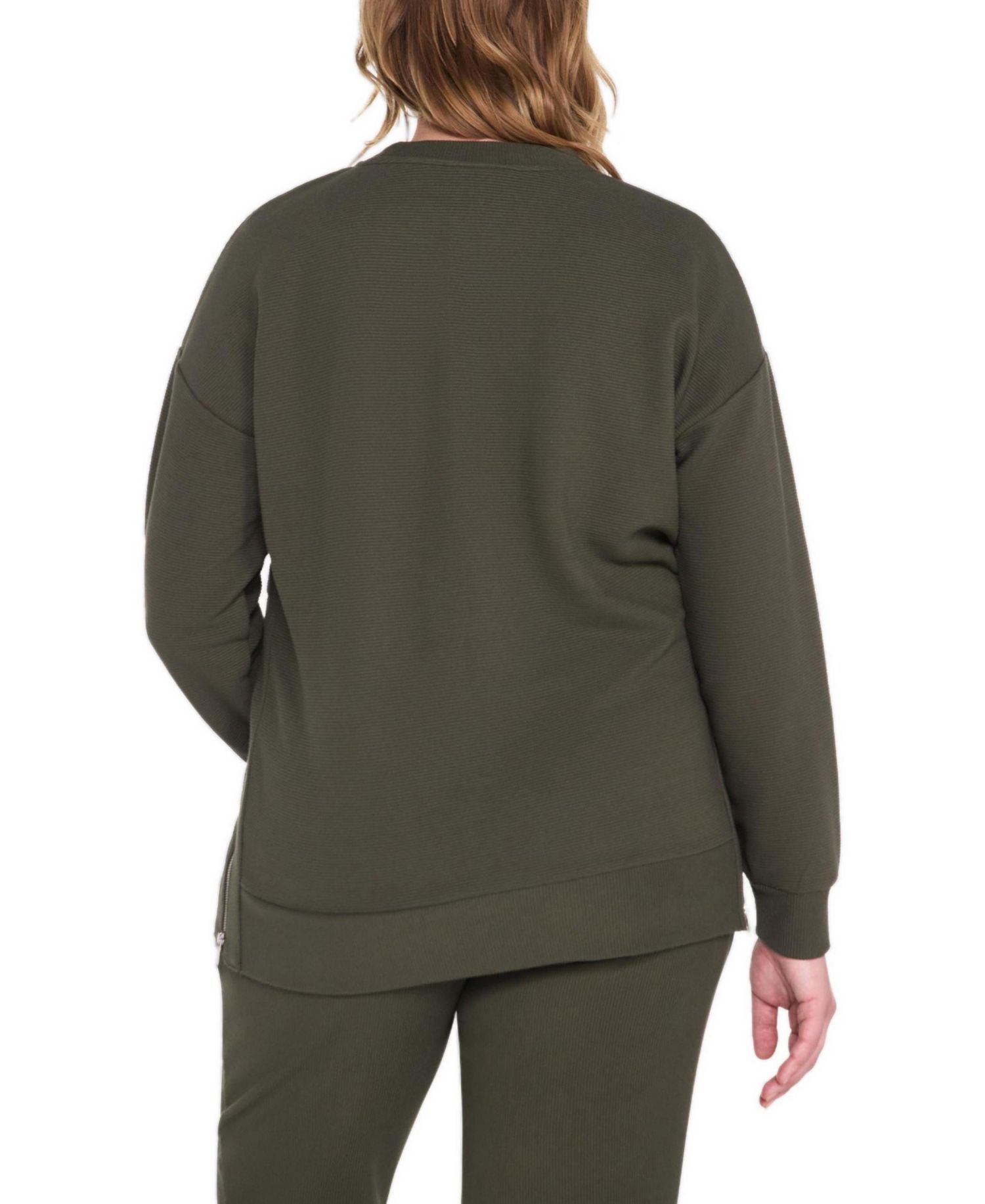 Relaxed-Fit Long-Sleeve Side-Zip Crewneck Tunic