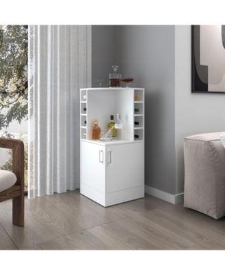 Toyei Corner Bar Cabinet with Bottle Rack, Open Shelves, and Hidden Storage