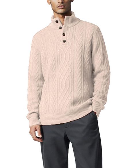 Мужской свитер Hope & Henry Cable-Knit Mock-Neck, цвет: Слоновая кость