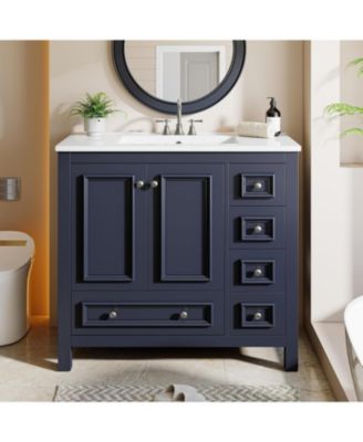 36" Bathroom Vanity with Sink, 2 Doors and 1 Drawer, Solid