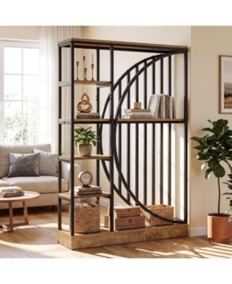 70.9" Tall Wall Room Divider, 5-Tier Shelves, Industrial