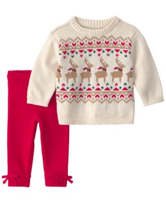 Baby Girls' Reindeer Fair Isle Top and Pants, 2-Piece Set