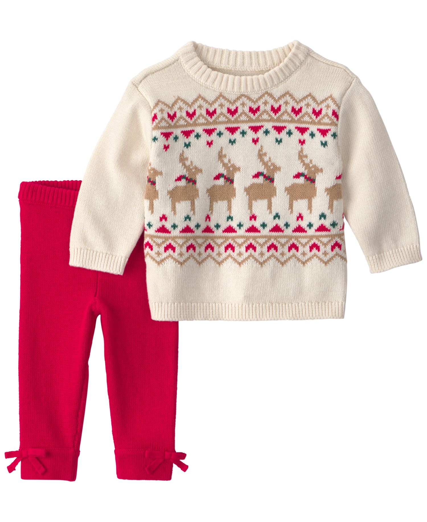 Baby Girls' Reindeer Fair Isle Top and Pants, 2-Piece Set