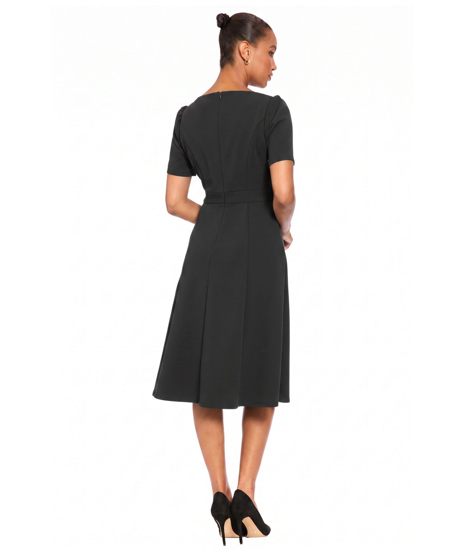Petite Belted Midi Boat Neck Dress