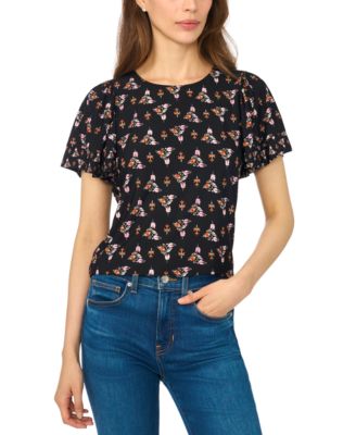Women's Shirred Short-Sleeve Crew Neck Blouse