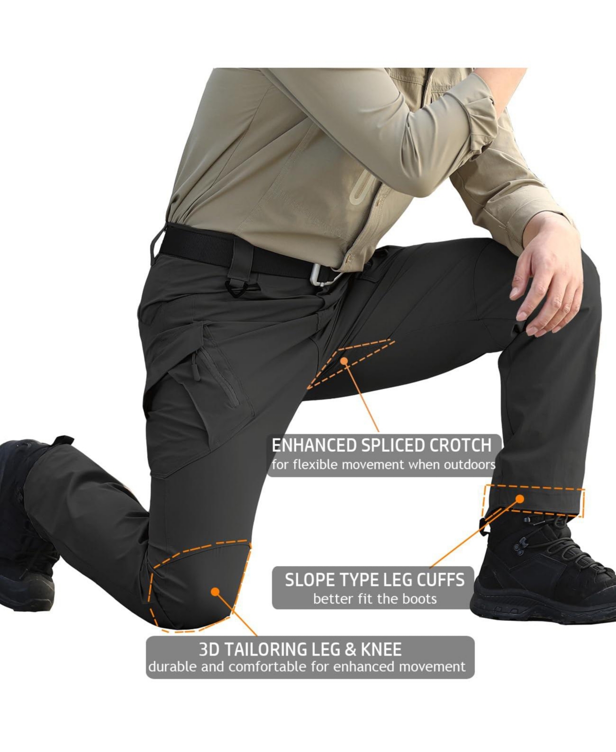 Piscifun Men's Quick Dry Hiking Cargo Pants 4 Way Stretch Water Resistant Pockets