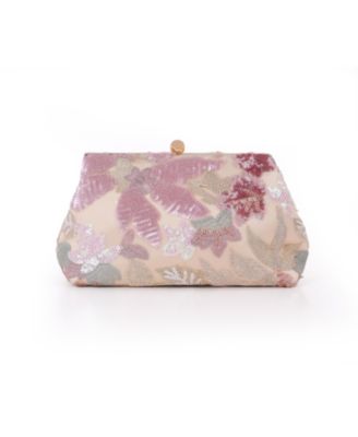 Woman's Elara Large Flora Sequin Pouch Clutch