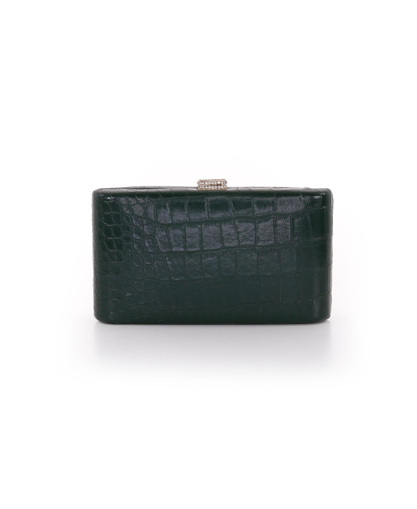 Женские клатчи Jewel Badgley Mischka Lula Croc Embossed Leather Minaudiere, цвет: Изумрудный — фото 3