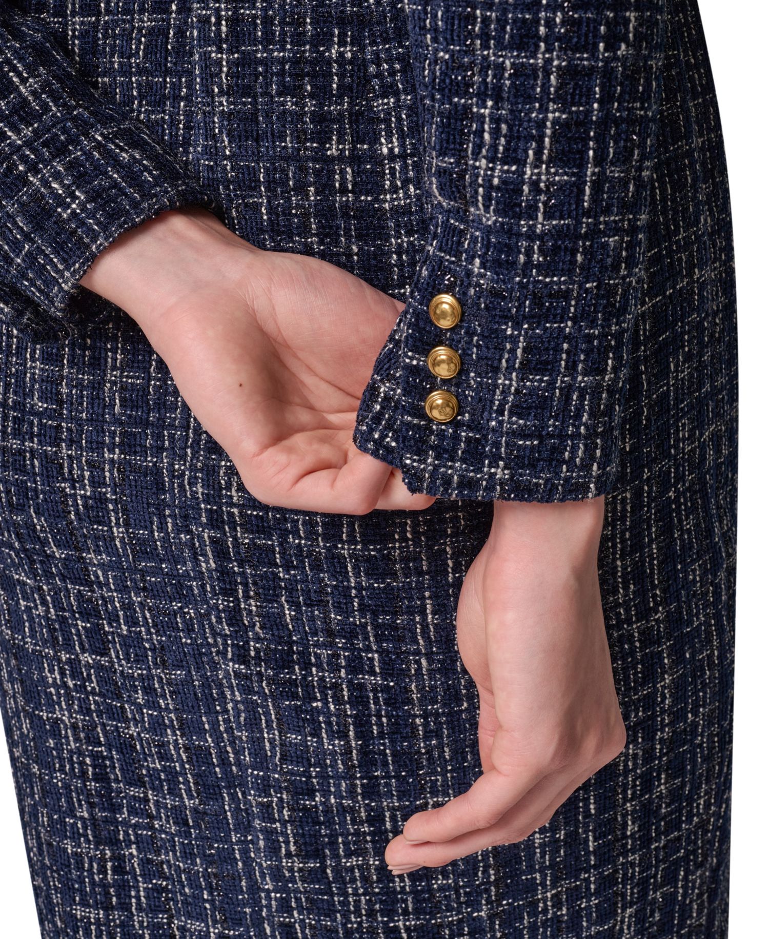 Women's Long-Sleeve Tweed Double-Breasted Jacket Dress