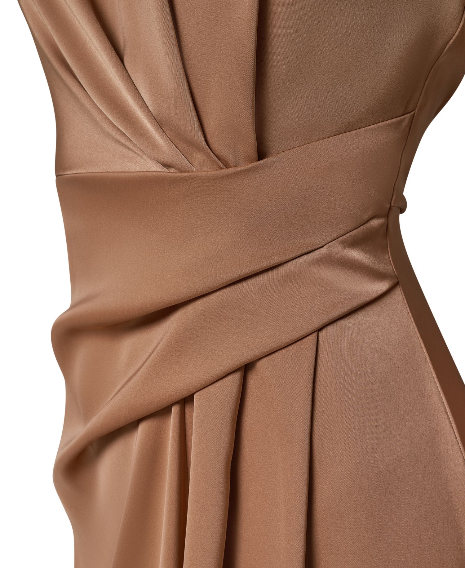 Women's Satin Draped-Waist Asymmetric-Hem Midi Dress