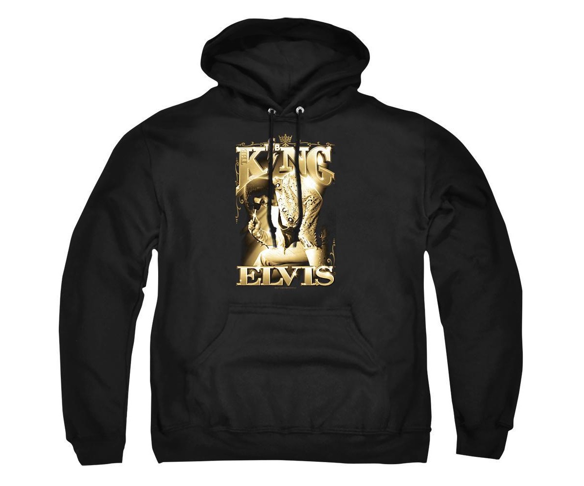 ELV770-AFTH-2 Elvis Presley The King Adult Pullover Hoodie, Black - Medium