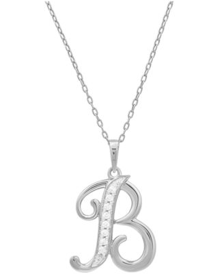 Diamond B Initial 18" Pendant Necklace (1/10 ct. t.w.) in Sterling Silver