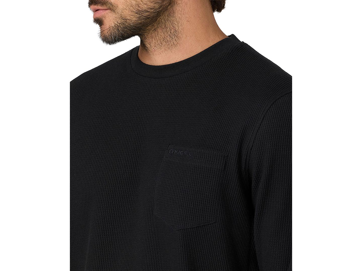 Мужская рубашка O'Neill Overland Thermal Waffle-Knit Long-Sleeve Crewneck, цвет: Чёрный — фото 3