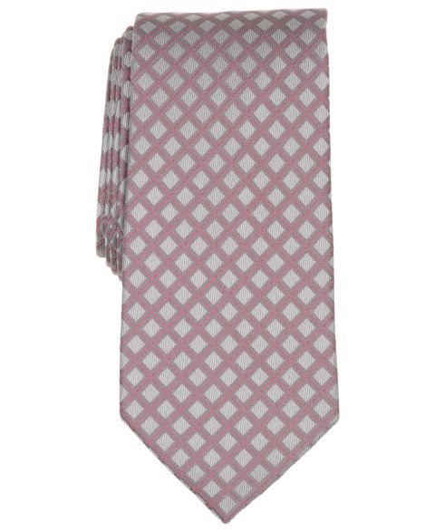 Мужской галстук Michael Kors Binguey Grid Pattern Slim Tie, цвет: Серый